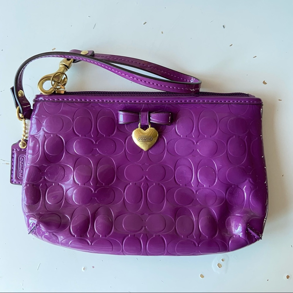 purple coach wristlet/coin purse